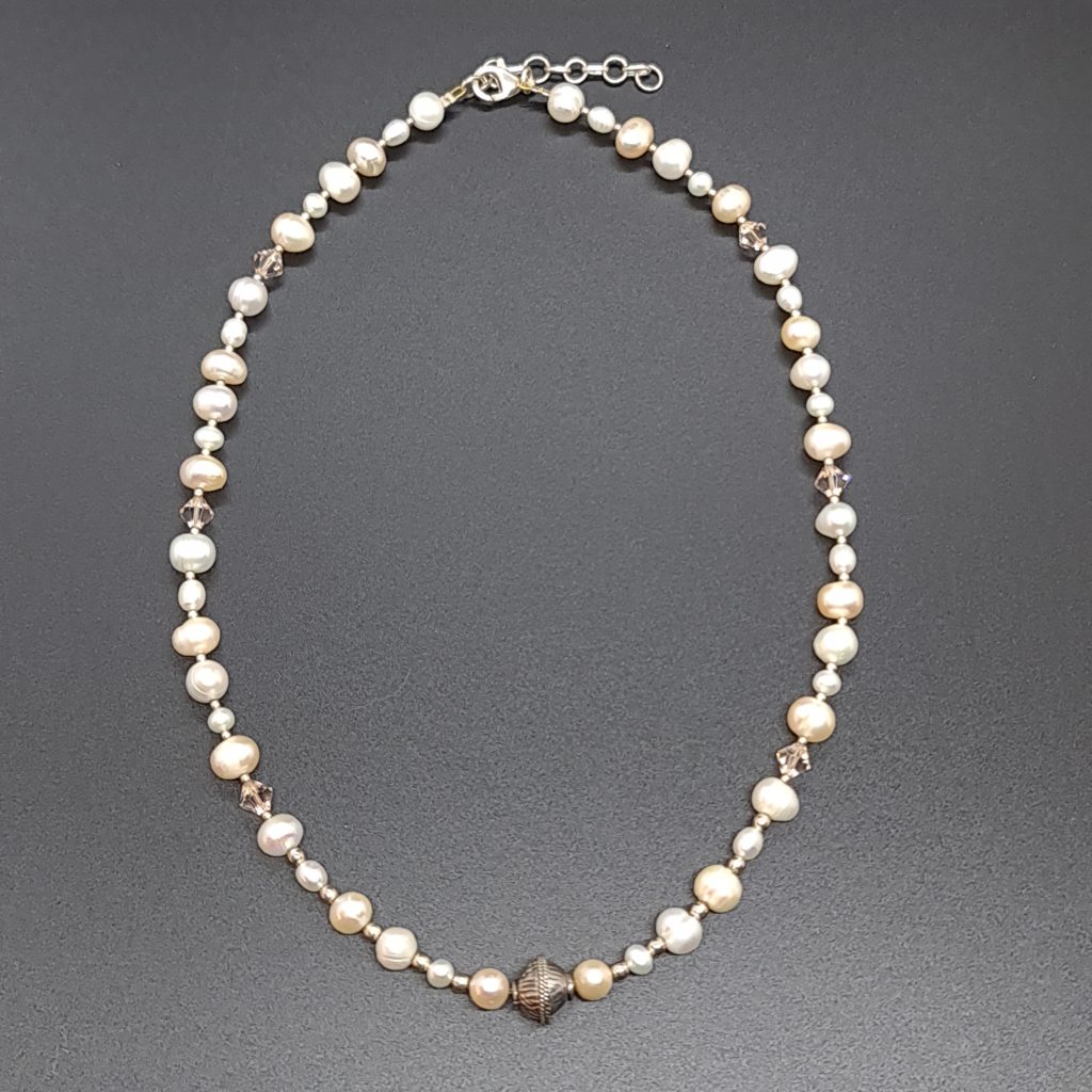 Collier Perles D'eau Douce 51 Cm - Perles 11-14 Mm - Style Chaîne - Neuf Sans Emballage